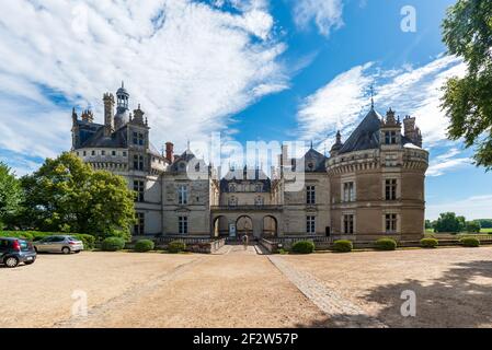 Die große Fassade des Chateau Le Lude im Loire-Tal. Stockfoto