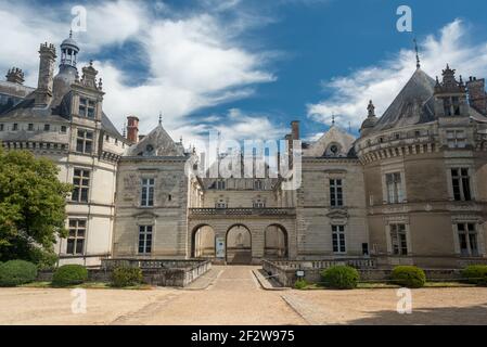 Die große Fassade des Chateau Le Lude im Loire-Tal. Stockfoto