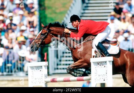 Olympische Spiele, Sydney 2000, Antonio Maurer (MEX) Reiten Puertas Mortero Stockfoto