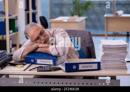 Erfahrener männlicher Buchhalter im Budgetplanungskonzept Stockfoto