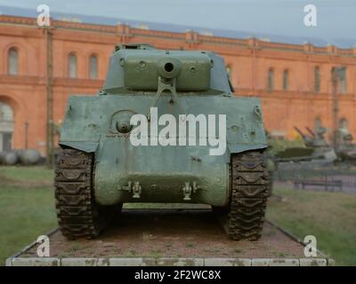 Cannon schweren amerikanischen Panzer Sherman Vorderansicht, kämpfte im Zweiten Weltkrieg Stockfoto