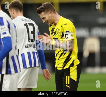 Dortmund, Deutschland. 13th Mär, 2021. firo: 13,03.2021, Fußball: Fußball: 1st Bundesliga, Saison 2020/21 BVB, Borussia Dortmund - Hertha BSC Berlin Marco Reus, Halbfigur, Geste Credit: Jürgen Fromme/firo Sportphoto/Pool zur weltweiten Nutzung/dpa/Alamy Live News Stockfoto