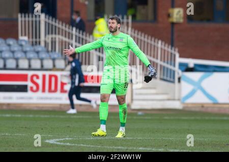 Dens Park, Dundee, Großbritannien. März 2021, 13th. Scottish Championship Football, Dundee FC gegen Arbroath; Dundee-Torwart Adam Legzdins in Vollzeit Credit: Action Plus Sports/Alamy Live News Stockfoto