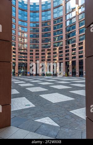 Atrium des Europäischen parlaments in Straßburg, Frankreich Stockfoto