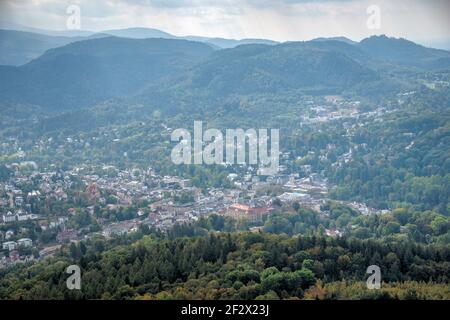 Luftaufnahme der Altstadt von Baden Baden, Deutschland Stockfoto