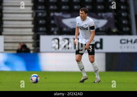 Derby, Großbritannien. März 2021, 13th. Craig Forsyth #3 von Derby County in Derby, UK am 3/13/2021. (Foto von Conor Molloy/News Images/Sipa USA) Quelle: SIPA USA/Alamy Live News Stockfoto