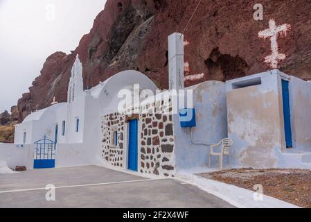 Agios Nicholaos Kirche bei Akrotiri auf Santorini, Griechenland Stockfoto