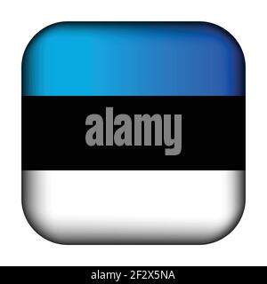 Glaskugel mit Flagge von Estland. Quadratische Vorlage. Estnisches nationales Symbol. Glänzender realistischer Würfel, 3D abstrakte Vektorgrafik Stock Vektor