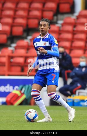 Nottingham, Großbritannien. März 2021, 13th. Michael Olise #7 von Reading während des Spiels in Nottingham, UK am 3/13/2021. (Foto von Mark Cosgrove/News Images/Sipa USA) Quelle: SIPA USA/Alamy Live News Stockfoto