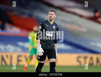 10/13th März 2021; Selhurst Park, London, England; English Premier League Football, Crystal Palace gegen West Bromwich Albion; Torwart Sam Johnstone von West Bromwich Albion Stockfoto