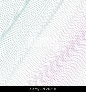 Farbiges Spannnetz mit schrägen Vorhapern. Türkis, rosa geschwungene Linien, Kurven. Vektor abstrakt gestreiften Hintergrund. Linie Art Muster, Textil Stock Vektor