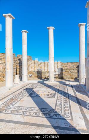 Alte Ruinen auf Delos Insel in Griechenland Stockfoto