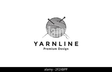Garn Ball Schneider mit Nadel Logo Symbol Vektor Symbol Illustration Design Stock Vektor