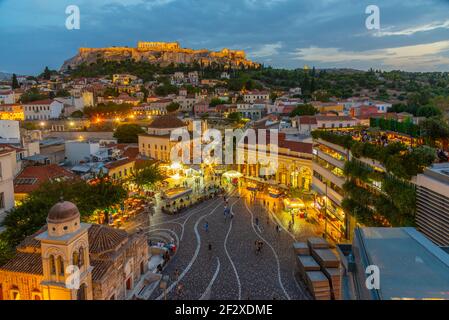 Blick auf den Monastiraki Platz in Athen, Griechenland Stockfoto