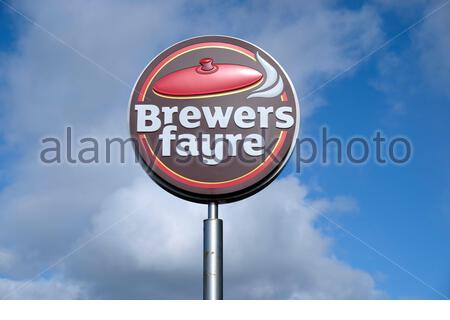 Brewers Fayre, lizenziertes Pub Restaurant Kettenschild Stockfoto