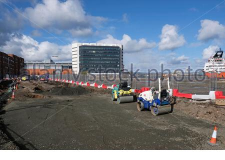 Tramworks Newhaven Extension am Ocean Drive, Leith, Edinburgh Schottland Stockfoto