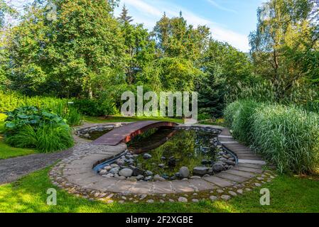 Blick auf den botanischen Garten in Akureyri, Island Stockfoto