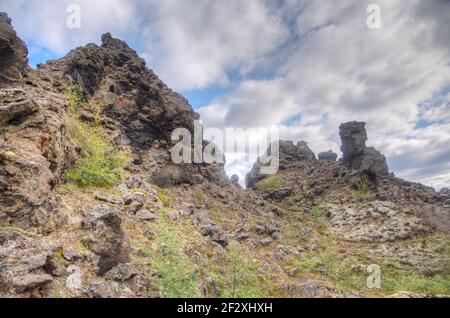 Dimmuborgir Lavafeld auf Island Stockfoto