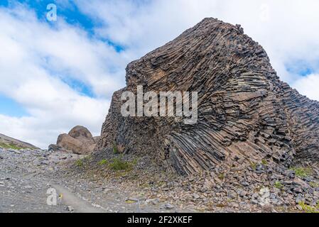 Hexagonales Basaltgestein bei Hljodaklettar auf Island Stockfoto