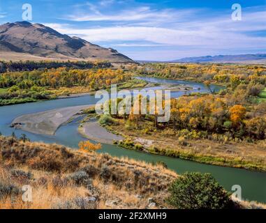 Herbst Farben entlang der Jefferson River in der Nähe von Whitehall, Montana Stockfoto