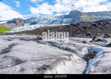 Svínafellsjökull Gletscher auf Island an sonnigen Tagen Stockfoto