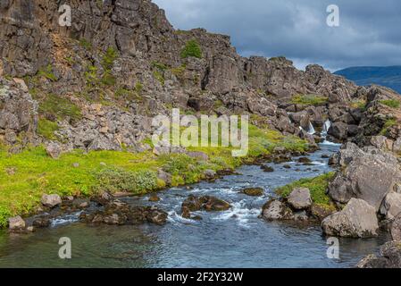 Oxara Fluss durch den Thingvellir Nationalpark in Island Stockfoto