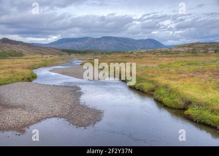 Oxara Fluss durch den Thingvellir Nationalpark in Island Stockfoto