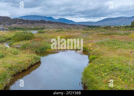 Oxara Fluss durch den Thingvellir Nationalpark in Island Stockfoto