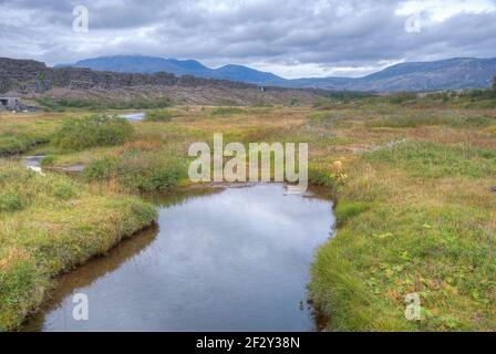 Oxara Fluss durch den Thingvellir Nationalpark in Island Stockfoto