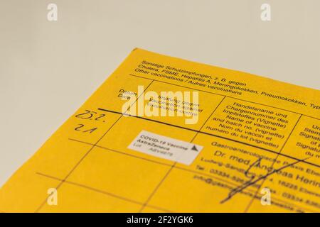  Internationale Impfkarte der Weltgesundheitsorganisation. Gelber Illustration 