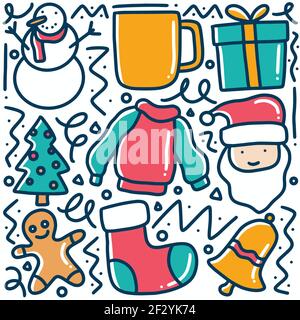 Handgezeichnete Winterkollektion Doodle Set Stock Vektor