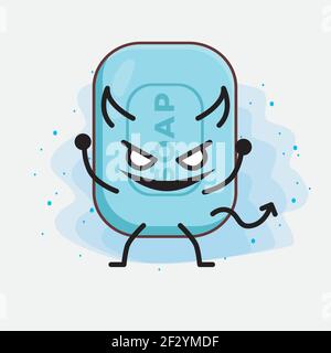 Vektor-Illustration von Seife Charakter mit niedlichen Gesicht, einfache Hände und Bein Linie Kunst auf isolierten Hintergrund. Flache Cartoon Doodle Stil. Stock Vektor