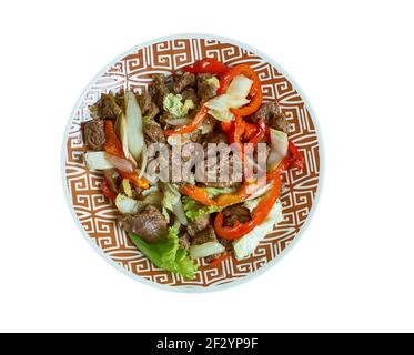 Mongolischer Hot Pot Pinyin shuan Yang rou, verschiedene Hot Pot Stile in China, Stockfoto