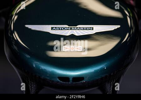 Nase des AMR21 Rennwagens, Aston Martin F1, während der Vorsaison Testtage in Sakhir, Bahrain, März 12th 2021 Stockfoto