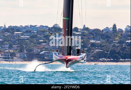 Auckland, Neuseeland. März 2021, 14th. Der America’s Cup 36th präsentiert von PRADA, Emirates Team New Zealand (NZ), Auckland, Neuseeland. 14th. März 2021. Kredit - Neil Farrin/Alamy Live Nachrichten Stockfoto