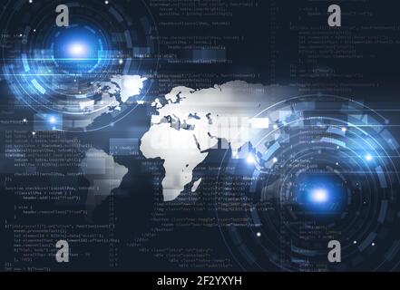 html und js Front-End-Web Entwicklung Programmiersprache für Website-Codierung. Mixed Media Hintergrund Stockfoto