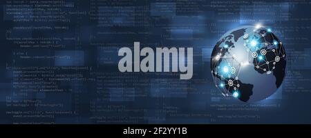 Web-Programmiersprache Entwicklung für Website. Front-End-Web-Entwicklung. Mix Media Banner Stockfoto