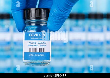 Coronavirus-Impfstoffflasche Corona Virus COVID-19 Covid-Impfstoffflaschen Stockfoto