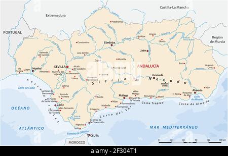 vektorkarte der spanischen autonomen Gemeinschaften von Andalusien Stock Vektor