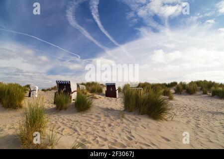 Liegen am Strand der Insel Borkum. Nordsee. Deutschland. Stockfoto