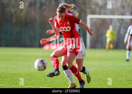 Angleur, Belgien. März 2021, 13th. Charlotte Cranshoff (18) von Standard in Aktion während eines weiblichen Fußballspiels zwischen Standard Femina de Liege und Sporting Charleroi am Spieltag 16th der Saison 2020 - 2021 der belgischen Scooore Womens Super League, samstag, 13. Februar 2021 in Angleur, Belgien . FOTO SPORTPIX.BE / SPP / SEVIL OKTEM Quelle: SPP Sport Press Foto. /Alamy Live Nachrichten Stockfoto