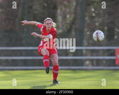 Angleur, Belgien. März 2021, 13th. Elien Nelissen (15) von Standard in Aktion während eines weiblichen Fußballspiels zwischen Standard Femina de Liege und Sporting Charleroi am Spieltag 16th der Saison 2020 - 2021 der belgischen Scooore Womens Super League, samstag, 13. Februar 2021 in Angleur, Belgien . FOTO SPORTPIX.BE / SPP / SEVIL OKTEM Quelle: SPP Sport Press Foto. /Alamy Live Nachrichten Stockfoto