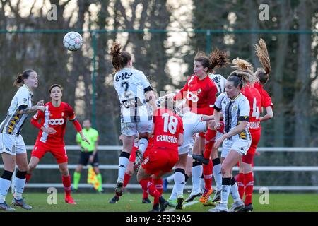 Angleur, Belgien. März 2021, 13th. Illustrative Aufnahme eines weiblichen Fußballspiels zwischen Standard Femina de Liege und Sporting Charleroi am Spieltag 16th der Saison 2020 - 2021 der belgischen Scooore Womens Super League, samstag, 13. Februar 2021 in Angleur, Belgien . FOTO SPORTPIX.BE / SPP / SEVIL OKTEM Quelle: SPP Sport Press Foto. /Alamy Live Nachrichten Stockfoto