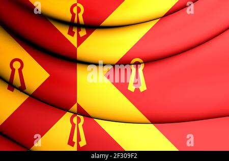 3D Flagge von Gennep (Limburg), Niederlande. 3D Abbildung. Stockfoto