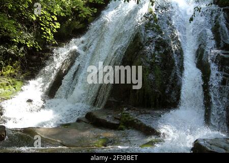 Jefferson National Forest, VA, USA. Wasserfall durch den Roaring Run Bach geschaffen. Stockfoto