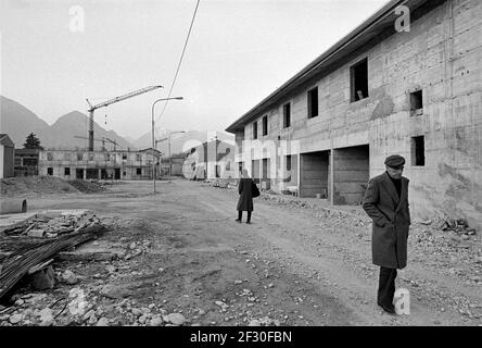 Februar 1980, Wiederaufbau in Friaul (Norditalien) nach dem Erdbeben im Mai 1976 Stockfoto