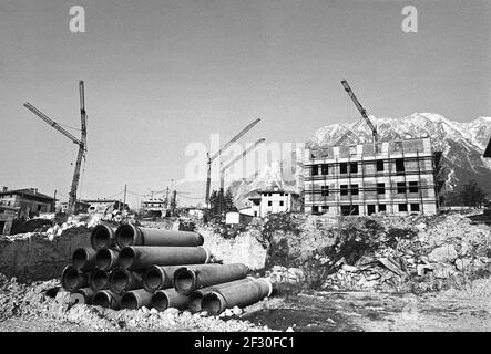 Februar 1980, Wiederaufbau in Friaul (Norditalien) nach dem Erdbeben im Mai 1976 Stockfoto