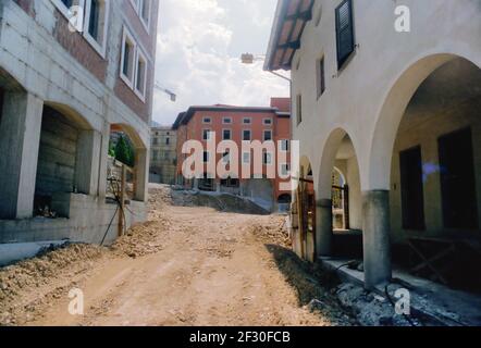 Februar 1980, Wiederaufbau in Friaul (Norditalien) nach dem Erdbeben im Mai 1976 Stockfoto