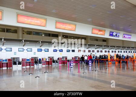 Liverpool, Vereinigtes Königreich - 14. August 2017: Terminal am Flughafen Liverpool (LPL) im Vereinigten Königreich. Stockfoto