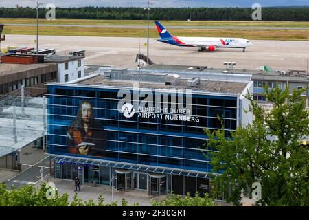 Nürnberg, Deutschland - 1. Juli 2017: Übersicht Flughafen Nürnberg (NUE) in Deutschland. Stockfoto